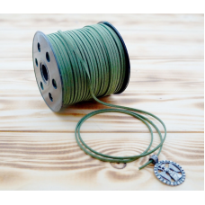 Велюровий шнурок на котушці довжина 90 метрів Темно зелений