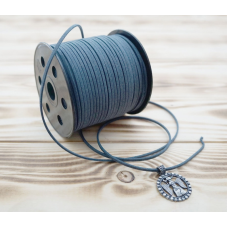 Велюровий шнурок на котушці довжина 90 метрів Сіро синій