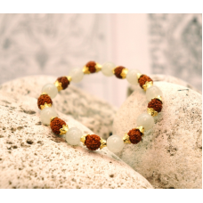 Браслет Рудракша + латунь + Хризоліт