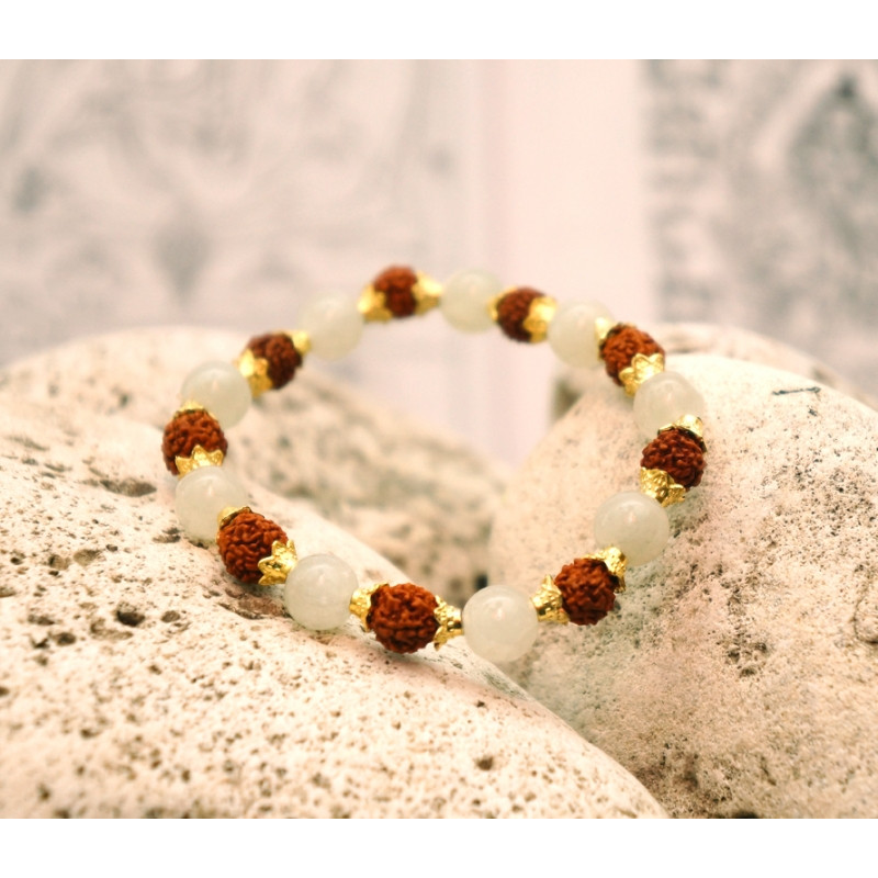 Браслет Рудракша + латунь + Хризоліт