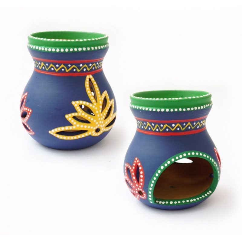 Аромалампа теракотова Лотос синя KB-1B