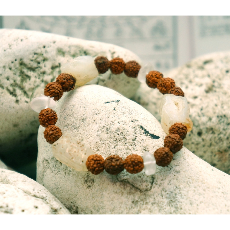 Браслет Рудракша Сколи Гірський кришталь