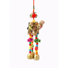 Підвіска з тканини Слоник + 3 литі дзвіночки №1