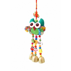 Підвіска з тканини Сова + 3 литі дзвіночки Зелена