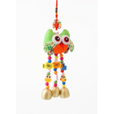 Підвіска з тканини Сова + 3 литі дзвіночки Салатова