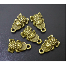 Амулет в гаманець Жаба багатства під бронзу 10 штук