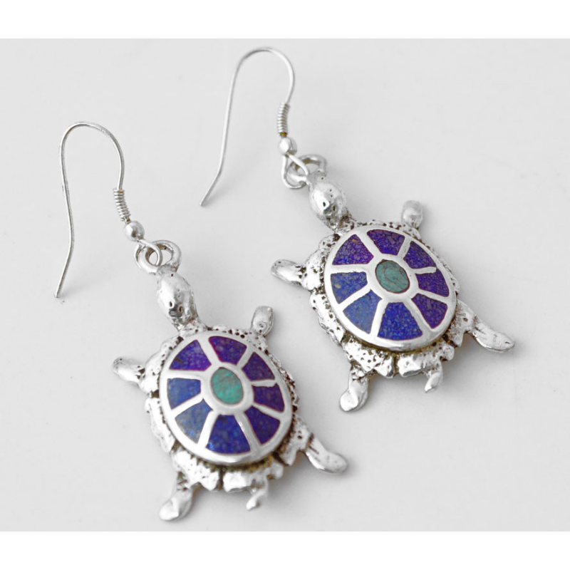 Сережки NEHA Черепаха Лазуріт + Бірюза