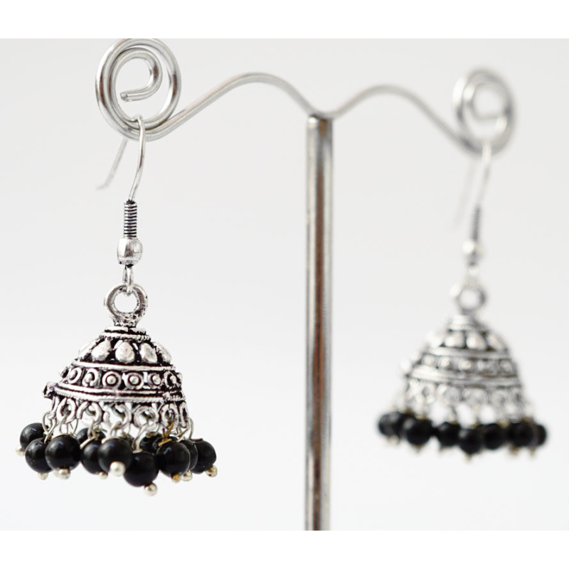 Сережки Парасолька з Чорним бісером