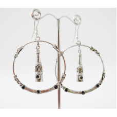 Сережки кільце з конусом Чорна вставка