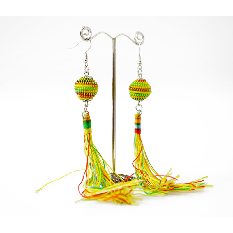 Сережки плетені Подвійні №1 Жовті