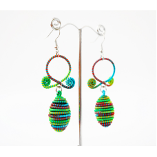 Сережки плетені Подвійні №2 Зелені