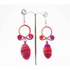 Сережки плетені Подвійні №2 Рожеві