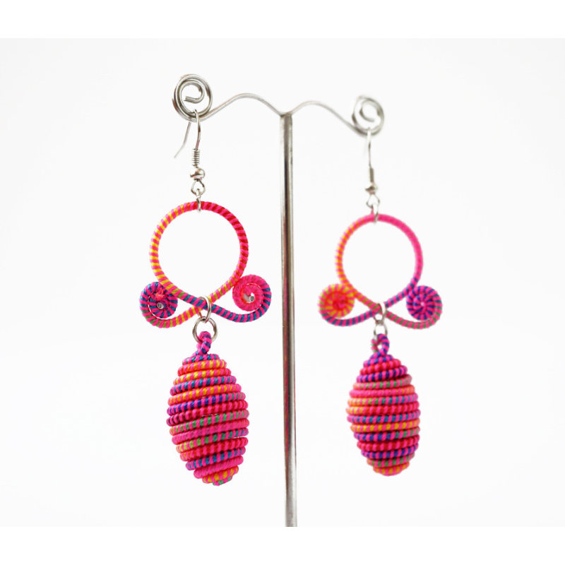 Сережки плетені Подвійні №2 Рожеві