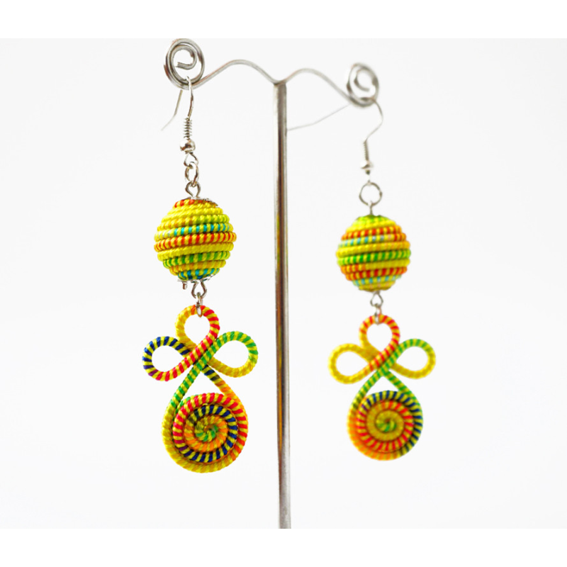 Сережки плетені Подвійні №3 Жовті