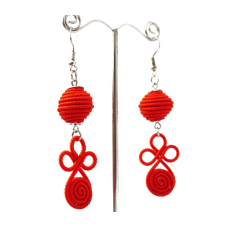 Сережки плетені Подвійні №3 Червоні