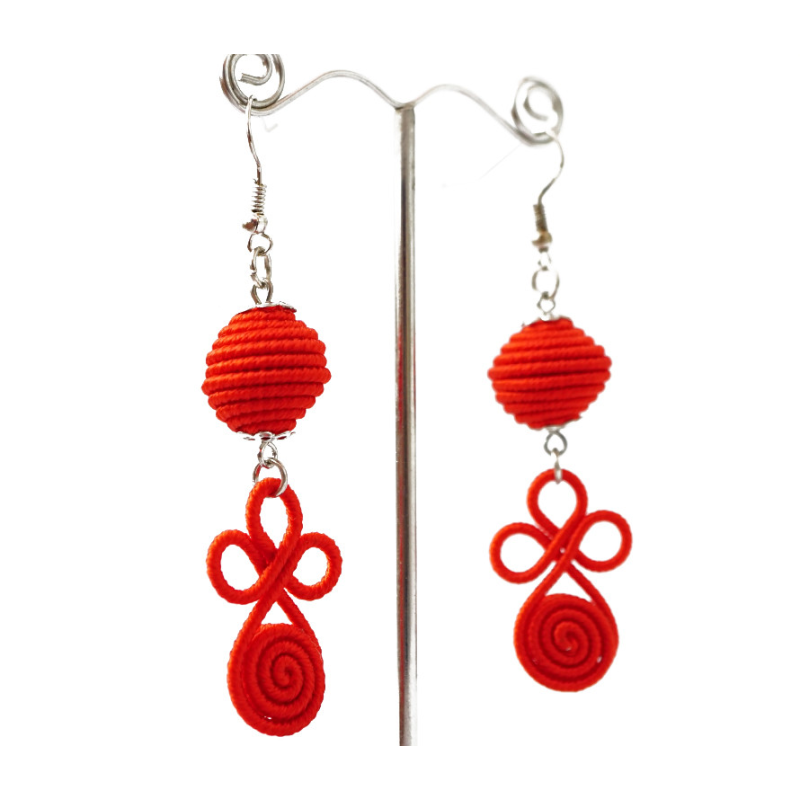 Сережки плетені Подвійні №3 Червоні