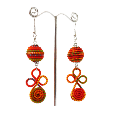 Сережки плетені Подвійні №3 Помаранчеві