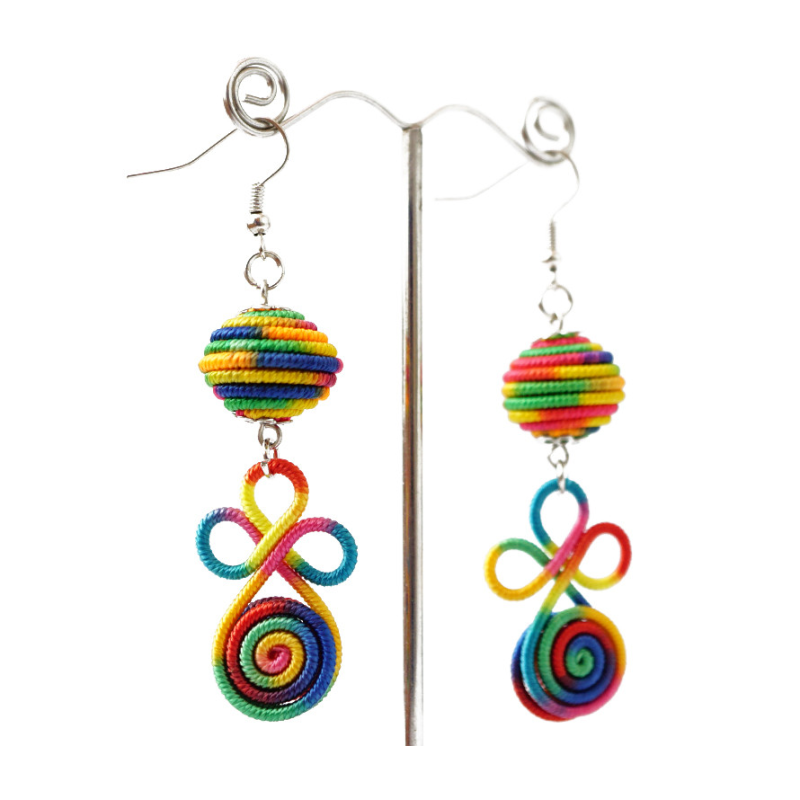 Сережки плетені Подвійні №3 Кольорові