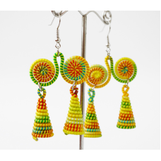 Сережки плетені Подвійні №4 Жовті