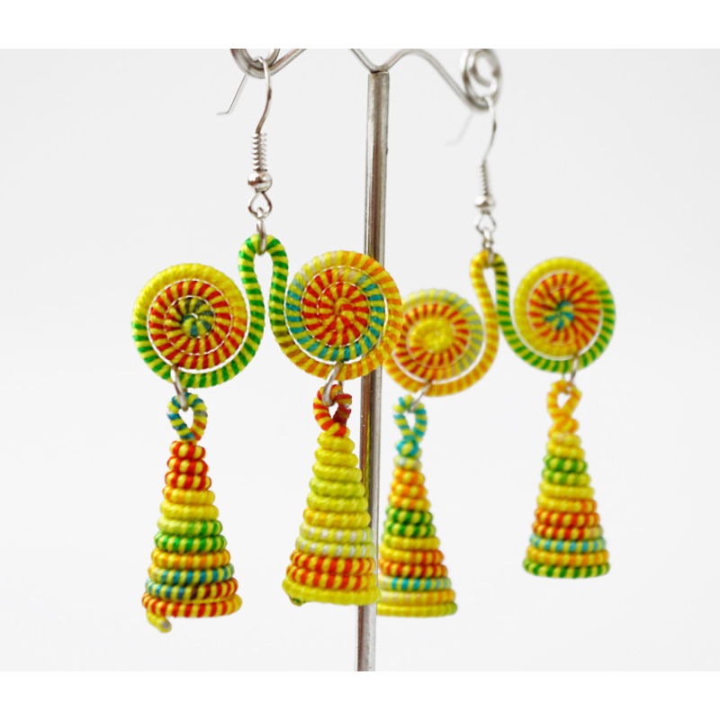 Сережки плетені Подвійні №4 Жовті