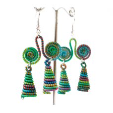 Сережки плетені Подвійні №4 Зелені