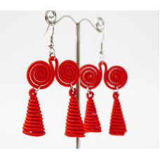 Сережки плетені Подвійні №4 Червоні