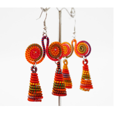 Сережки плетені Подвійні №4 Помаранчеві