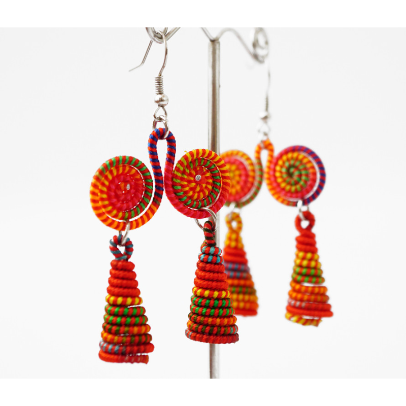 Сережки плетені Подвійні №4 Помаранчеві