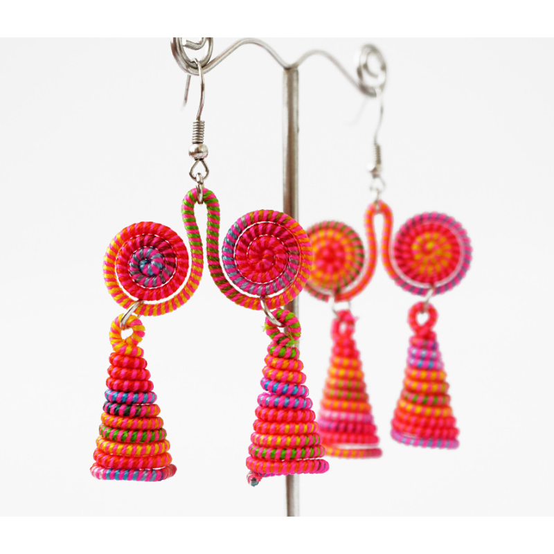 Сережки плетені Подвійні №4 Рожеві