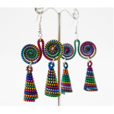 Сережки плетені Подвійні №4 Сині