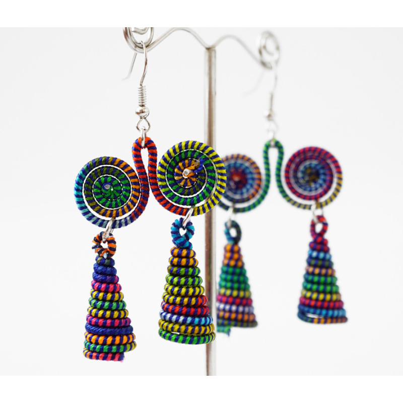 Сережки плетені Подвійні №4 Сині