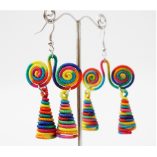 Сережки плетені Подвійні №4 Кольорові
