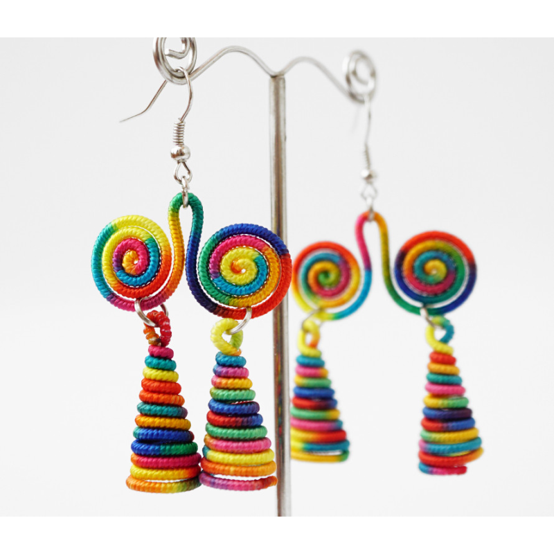 Сережки плетені Подвійні №4 Кольорові