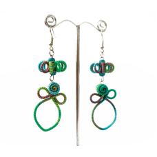 Сережки плетені Подвійні №6 Зелені
