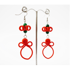 Сережки плетені Подвійні №6 Червоні