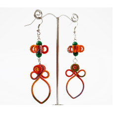 Сережки плетені Подвійні №6 Помаранчеві