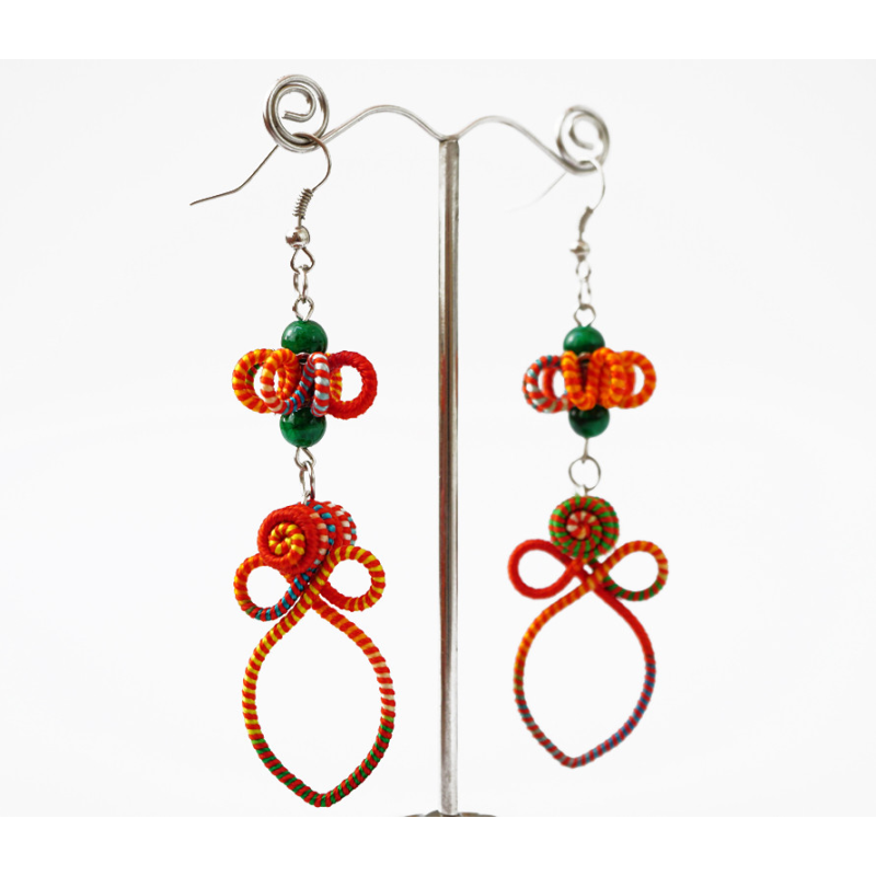 Сережки плетені Подвійні №6 Помаранчеві