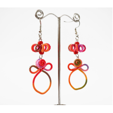 Сережки плетені Подвійні №6 Рожеві