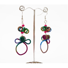 Сережки плетені Подвійні №6 Сині