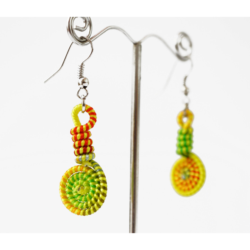 Сережки плетені Спіралька №3 Жовті