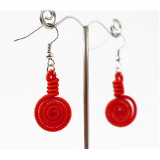 Сережки плетені Спіралька №3 Червоні