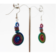 Сережки плетені Спіралька №3 Сині