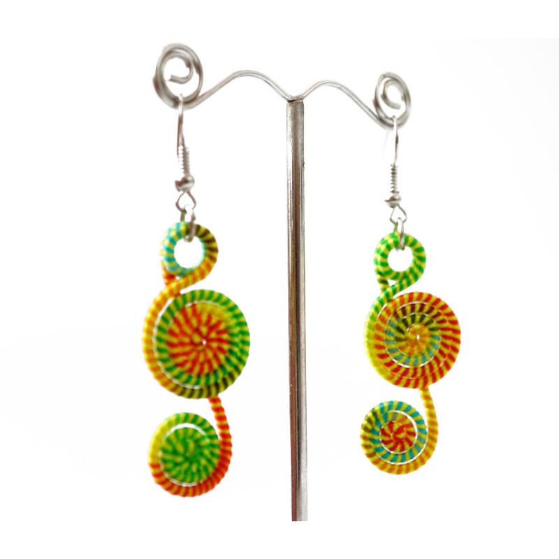 Сережки плетені Спіралька №5 Жовті