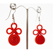 Сережки плетені Спіралька №6 Червоні