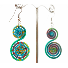 Сережки плетені Спіралька №7 Сині