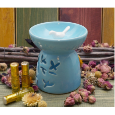 Аромалампа керамічна Пташка на гілці Блакитна