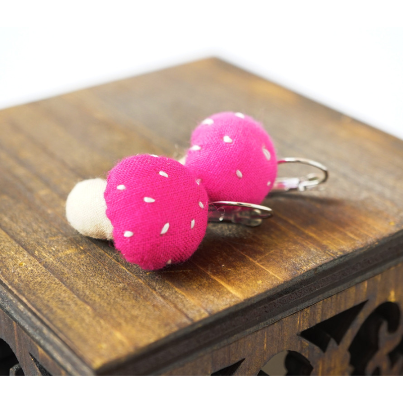 Сережки ганчір“яні Гриби темно-рожеві