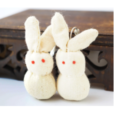 Сережки ганчір“яні Зайці білі