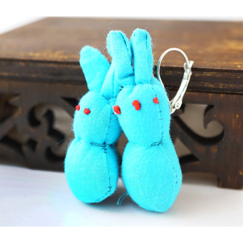 Сережки ганчір“яні Зайці блакитні