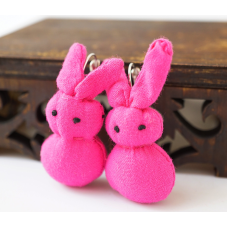 Сережки ганчір“яні Зайці рожеві